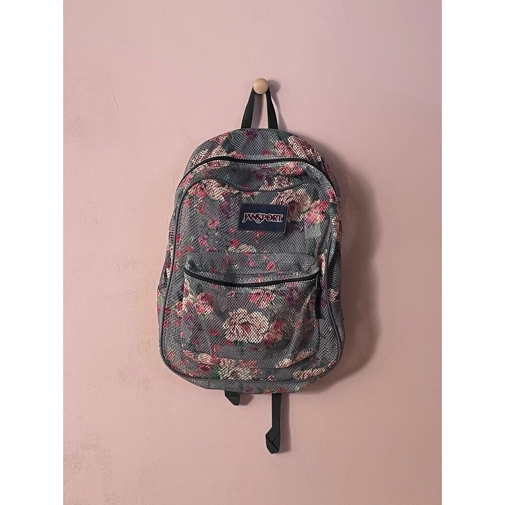 JanSport Floral Mesh Net Backpack GUC